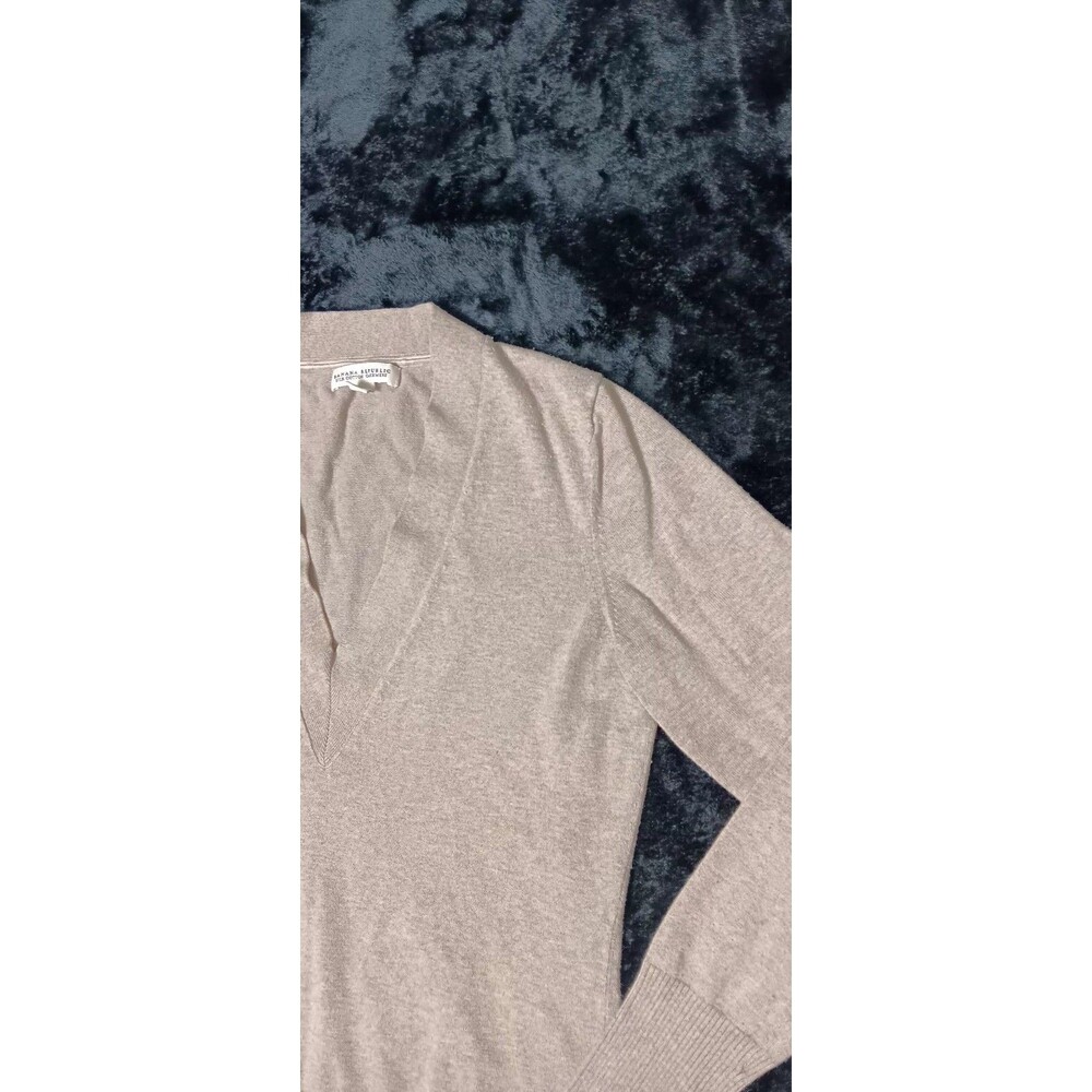 Banana Republic Silk Cotton Cashmere Blend Vneck Sweater S Taupe Brown Preppy - Picture 4 of 13